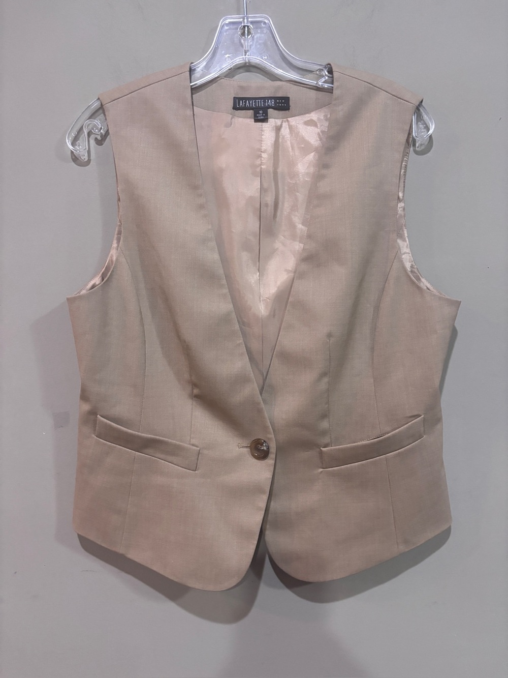 Lafayette 148 Women's Beige Button-Up Vest Size 10